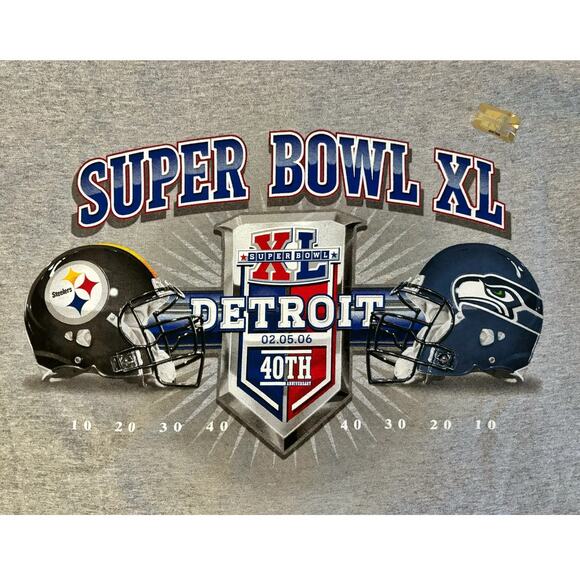 Reebok Super. Bowl XL Steelers VS Seahawks T-Shirt Mens Size L NWOT - Picture 3 of 6